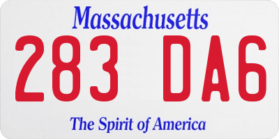 MA license plate 283DA6