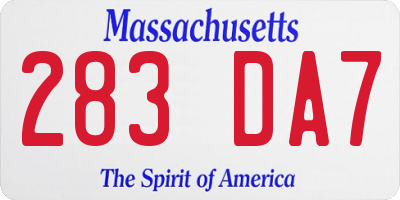 MA license plate 283DA7