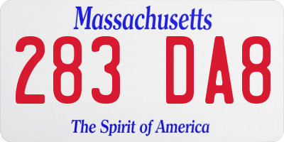 MA license plate 283DA8