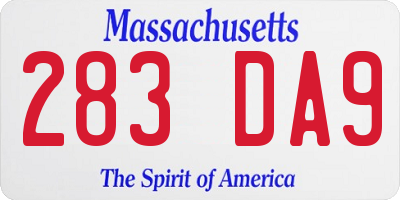 MA license plate 283DA9