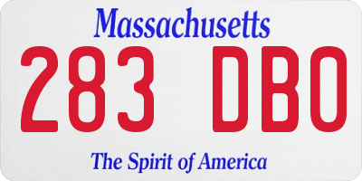 MA license plate 283DB0