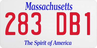 MA license plate 283DB1