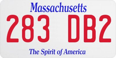 MA license plate 283DB2