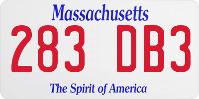 MA license plate 283DB3