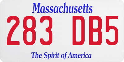 MA license plate 283DB5