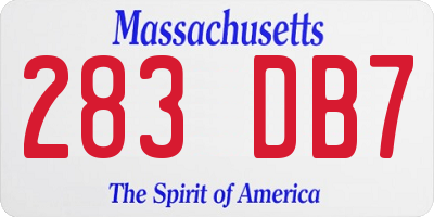 MA license plate 283DB7
