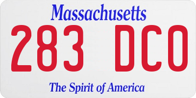 MA license plate 283DC0