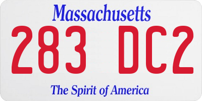 MA license plate 283DC2