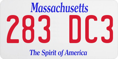 MA license plate 283DC3