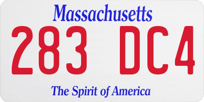 MA license plate 283DC4