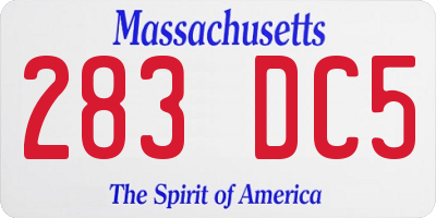MA license plate 283DC5