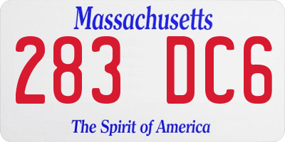 MA license plate 283DC6