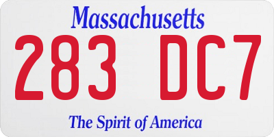 MA license plate 283DC7