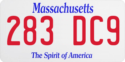 MA license plate 283DC9