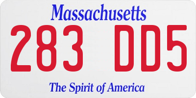 MA license plate 283DD5