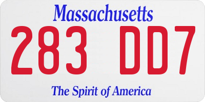 MA license plate 283DD7