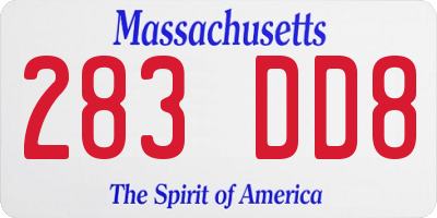 MA license plate 283DD8