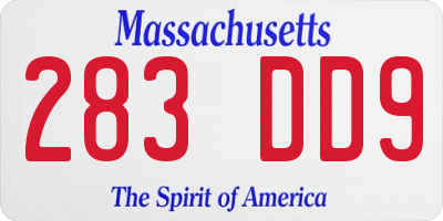 MA license plate 283DD9
