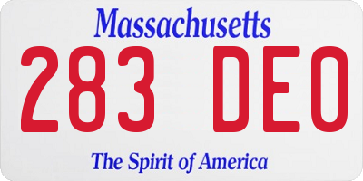 MA license plate 283DE0
