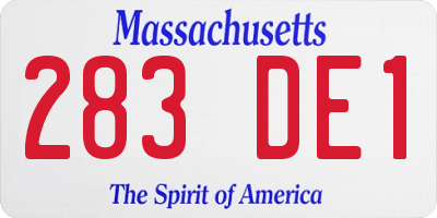 MA license plate 283DE1