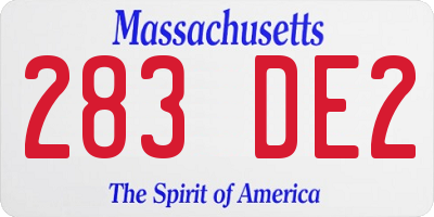 MA license plate 283DE2