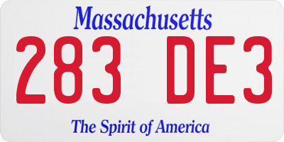 MA license plate 283DE3