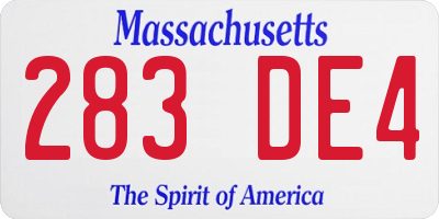 MA license plate 283DE4