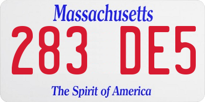 MA license plate 283DE5