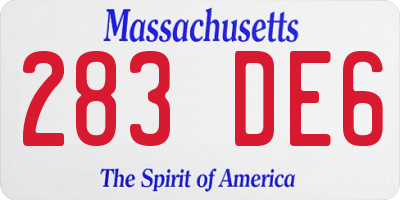 MA license plate 283DE6