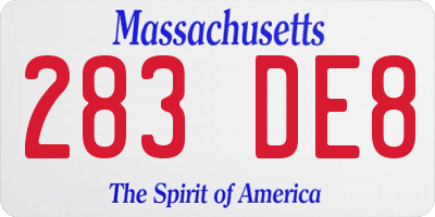 MA license plate 283DE8