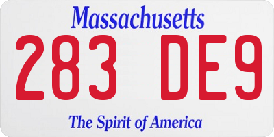 MA license plate 283DE9