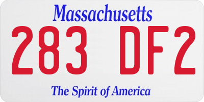 MA license plate 283DF2