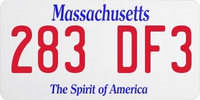 MA license plate 283DF3