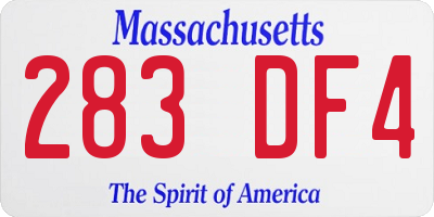MA license plate 283DF4