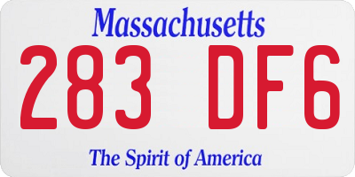MA license plate 283DF6