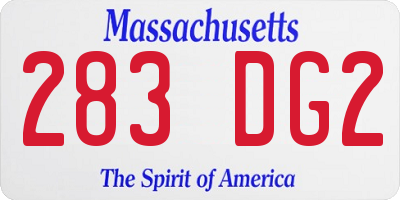 MA license plate 283DG2