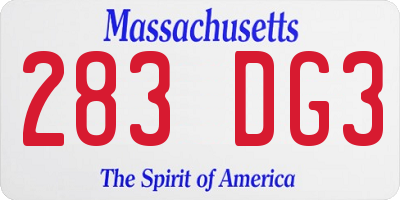 MA license plate 283DG3