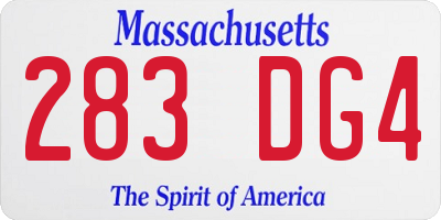 MA license plate 283DG4