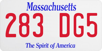 MA license plate 283DG5