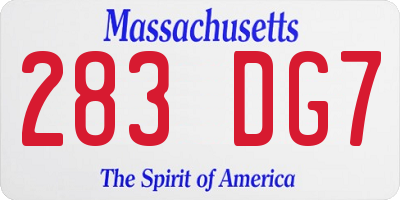 MA license plate 283DG7