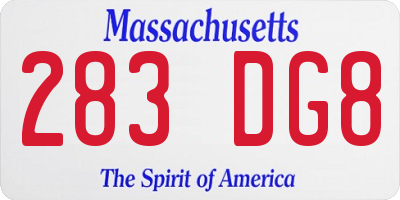 MA license plate 283DG8