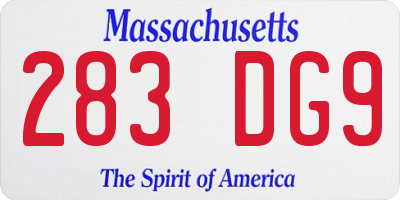 MA license plate 283DG9