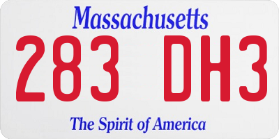 MA license plate 283DH3