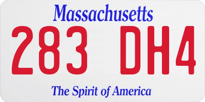 MA license plate 283DH4