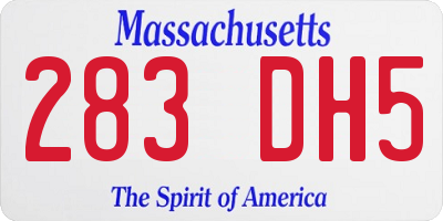 MA license plate 283DH5