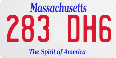 MA license plate 283DH6