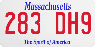 MA license plate 283DH9