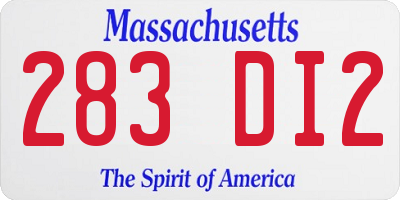 MA license plate 283DI2