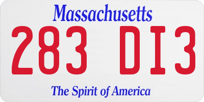 MA license plate 283DI3