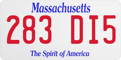MA license plate 283DI5
